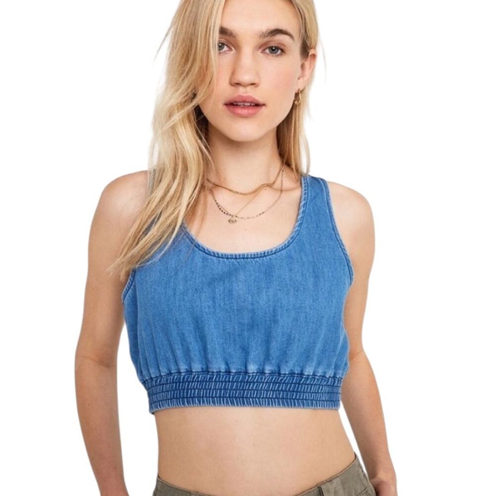 BDG Urban Outfitters Women's Pipa Denim Tank Crop Top Blue Size Small